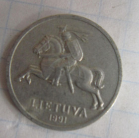 Литва Литва ^/--/^ ЛИТВА.  1 ЦЕНТ 1991 Г. ^_^^^ Литва. 1 ЦЕНТ 1991 - фото фото фото
