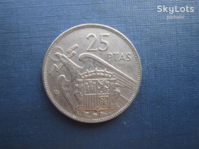 Іспанія Испания ^/--/^ Монета 25 песет Испания 1957  (1959 в звезде) ^_^^^ Монета 25 песет Іспанія 1957 (1959 в зірці) - фото фото фото