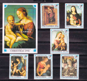 Мистецтво Искусство ^/--/^ NM Искусство . Гамбия 1990 г  MNH - Рождество ^_^^^ Гамбія 1990 MNH - Різдво - фото фото фото