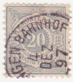 Німеччина до  року Германия до  года ^/--/^ Германия  (Вюртемберг) 1875 г. № 47 гашеная ^_^^^ Німеччина (Вюртемберг) 1875 р. No 47 гашена - фото фото фото