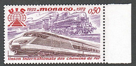 Транспорт Транспорт ^/--/^ Монако  (1972) 50-летие Международного железнодорожного союза ^_^^^ Монако (1972) 50-річчя Міжнародного залізничного союзу - фото фото фото