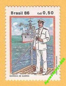 Транспорт Транспорт ^/--/^ БРАЗИЛИЯ 1986 АРМИЯ Флот КОРАБЛИ Униформа 1 /--/ м MNH** ^_^^^ 1986 — Армія Флот Кораблі Уніформа 1 /--/ м MNH** - фото фото фото