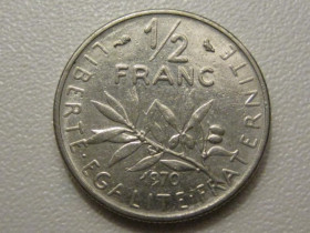 Франція Франция ^/--/^ Франция 1/2 франка 1970 года 38072 ^_^^^ Франція 1/2 франка 1970 38072 - фото фото фото