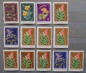 Флора Флора ^/--/^ СССР 1972 г - Лекарственные растения,  14 шт  (см.фото), негаш ^_^^^ СРСР 1972 р - Лікарські рослини, 14 шт (див. фото), негаш - фото фото фото