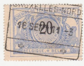 Бенілюкс Бенилюкс ^/--/^ Бельгия  Железнодорожные бандерольные  1892  г. № 17 гашеная ^_^^^ Бельгія Залізничні бандерольні 1892 р. No 17 гашена - фото фото фото