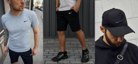 Шорти Шорты ^/--/^ Комплект Nike футболка серая + шорты + кепка Nike черная / черная лого и надпись ^_^^^ Комплект Nike футболка сіра + шорти + кепка Nike чорна / чорна лого і напис - фото фото фото