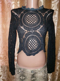 Кофти Кофты ^/--/^ Черная ажурная женская кофта, кроп топ кофта, блузка Glamorous ^_^^^ Чорна ажурна жіноча кофта, кроп топ кофта, блузка Glamorous - фото фото фото