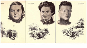 Тематичні колекції Тематические коллекции ^/--/^ Личности  . СССР 1965 г - 6 ПК  -  герои ВОВ - 3 скана ^_^^^ СРСР 1965 р - 6 ПК - герої ВВВ - 3 скана - фото фото фото