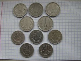 - року - года ^/--/^ 50 грош и 1 злотый, погодовка (см. описание). ^_^^^ 50 грош і 1 злотий, погодовка (див. опис). - фото фото фото