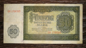 Німеччина Германия ^/--/^ EAST GERMANY ГДР НДР 50 марок 1948 дві букви в серії, 2-й випуск ^_^^^ EAST GERMANY ГДР ГДР 50 марок 1948 две буквы в серии, 2-й выпуск - фото фото фото