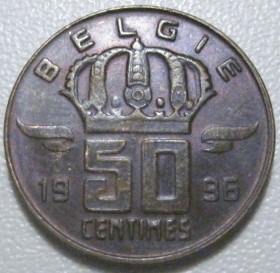 Бельгія Бельгия ^/--/^ Бельгія 50 сантимів 1996 року Belgie 42513 ^_^^^ Бельгия 50 сантимов 1996 года Belgie 42513 - фото фото фото