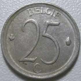 Бельгія Бельгия ^/--/^ Бельгія 25 сантимів 1968 року Belgie 42316 ^_^^^ Бельгия 25 сантимов 1968 года Belgie 42316 - фото фото фото