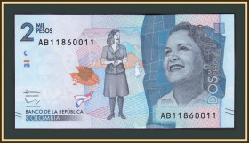 Колумбія Колумбия ^/--/^ Колумбия 2000 песо 2015 P-458  (458 /--/ a) UNC ^_^^^ Колумбія 2000 песо 2015 P-458 (458 /--/ a) UNC - фото фото фото
