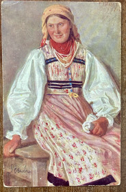 Іноземні Иностранные ^/--/^ Стара листівка. Польща. Ф.Пекарський. «Марися Клюшанка з Біскупиць» ^_^^^ Старая открытка. Польша. Ф.Пекарский. «Марись Клюшанка из Бискупиц» - фото фото фото