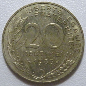 Франція Франция ^/--/^ Франція 20 сантимів 1983 року 43611 ^_^^^ Франция 20 сантимов 1983 года 43611 - фото фото фото