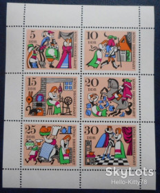 НДР, ФРН ГДР, ФРГ ^/--/^ ГДР 1967 литература сказки Mi 1323-1328 MNH 2-й выпуск малый лист ^_^^^ НДР 1967 література казки Mi 1323-1328 MNH 2-й випуск малий лист - фото фото фото