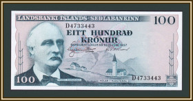 Скандинавія Скандинавия ^/--/^ Исландия 100 крон 1957 Р-40  (40 /--/ a) UNC ^_^^^ Ісландія 100 крон 1957 Р-40 (40 /--/ a) UNC - фото фото фото