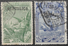 Інше Другое ^/--/^ Португалия Флот Васко да Гама 1911 Надпечатка REPUBLICA на марках 1898 года ^_^^^ Португалія Флот Васко да Гама 1911 Наддрук REPUBLICA на марках 1898 року - фото фото фото