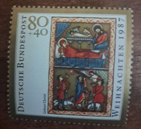 НДР, ФРН ГДР, ФРГ ^/--/^ Германия Німеччина 1987 Різдво релігія живопис ^_^^^ Германия 1987 Рождество религия живопись - фото фото фото