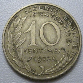 Франція Франция ^/--/^ Франція 10 сантимів 1973 року 41999 ^_^^^ Франция 10 сантимов 1973 года 41999 - фото фото фото