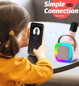 Портативні колонки, спікери Портативные колонки, спикеры ^/--/^ Портативна Bluetooth колонка з мікрофоном K /--/ 12 Бездротова Міні караоке з RGB підсвічуванням для дітей ^_^^^ Портативная Bluetooth колонка с микрофоном K /--/ 12 Беспроводная Мини караоке с RGB подсветкой для детей - фото фото фото