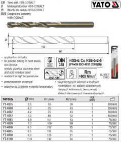 Свердла Сверла ^/--/^ Сверло YATO по металлу кобальт HSS 8,5 мм l /--/ 117/75 мм YT-4085 ^_^^^ YATO по металу кобальт HSS 8,5 мм l /--/ 117/75 мм YT-4085 - фото фото фото