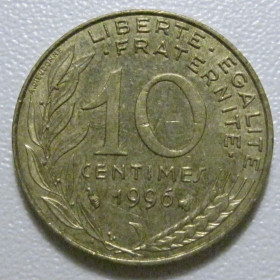 Франція Франция ^/--/^ Франція 10 сантимів 1996 року 1424 ^_^^^ Франция 10 сантимов 1996 года 1424 года - фото фото фото