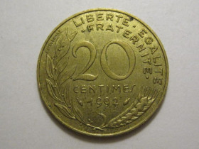 Франція Франция ^/--/^ Франция 20 сантимов 1992 года 3 /--/ П /--/ 1058 ^_^^^ Франція 20 сантимів 1992 року 3 /--/ П /--/ 1058 - фото фото фото