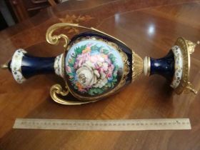 Кухонне начиння, посуд, столове срібло Кухонная утварь, посуда, столовое серебро ^/--/^ Шикарная Ваза Фарфор Металл Кобальт Позолота Германия ^_^^^ Шикарна Ваза Фарфор Металл Кобальт Позолота Німеччина - фото фото фото