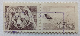 Північна Америка Северная Америка ^/--/^ США 1981 Дикая природа, медведи, сцепка, гашеная ^_^^^ США 1981 Дика природа, ведмеді, зчіпка, гашена - фото фото фото
