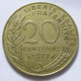 Франція Франция ^/--/^ Франція 20 сантимів 1977 року #6 /--/ П /--/ 1405 ^_^^^ Франция 20 сантимов 1977 года #6 /--/ П /--/ 1405 - фото фото фото