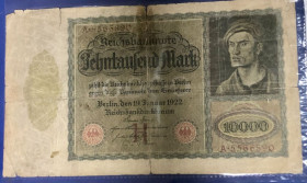 Німеччина Германия ^/--/^ Рейх. 10000 марок 1922 р. ^_^^^ Рейх. 10000 марок 1922 г. - фото фото фото