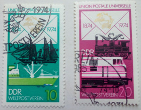НДР, ФРН ГДР, ФРГ ^/--/^ ГДР 1974 Транспорт, 2 марки, гашеные ^_^^^ НДР 1974 Транспорт, 2 марки, гашені - фото фото фото