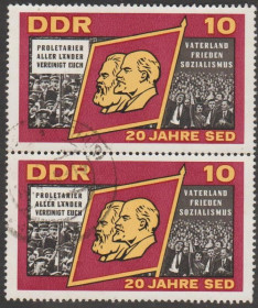 НДР, ФРН ГДР, ФРГ ^/--/^ Германия Німеччина ГДР 1966 20 лет партии пара сцепка ^_^^^ Германия ГДР 1966 20 лет партии пара сцепка - фото фото фото