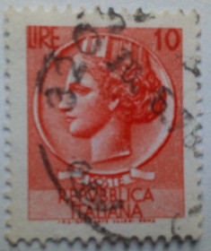 Італія, Ватикан Италия, Ватикан ^/--/^ Италия 1953 Стандарт, 10 /--/ L, гашеная (I) ^_^^^ Італія 1953 Стандарт, 10 /--/ L, гашена (I) - фото фото фото