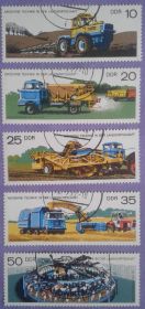 НДР, ФРН ГДР, ФРГ ^/--/^ ГДР 1977 сельскохозяйственная техника Mi 2236-2240 ^_^^^ НДР 1977 сільськогосподарська техніка Mi 2236-2240 - фото фото фото