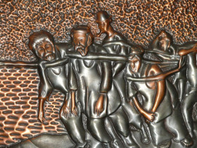 Картини, Гравюри, Живопис та Графіка Картины, Гравюры, Живопись и Графика ^/--/^ Бурлаки на Волге. Глубокий Символизм. Чеканка старинная медь. Большая ^_^^^ Бурлаки на Волзі. Глибокий символізм. Чеканка старовинна мідь. Велика Велика - фото фото фото