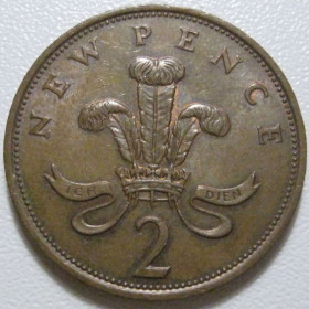 Єлизавета II (після ) Елизавета II (после ) ^/--/^ Велика Британія 2 нових пенса 1980 року 40479 ^_^^^ Великобритания 2 новых пенса 1980 года 40479 - фото фото фото