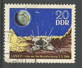 Освоєння космосу Освоение космоса ^/--/^ ГДР 1966 космос Луна-9 Mi 1168 ^_^^^ 1966 — космос Місяць-9 Mi 1168 - фото фото фото