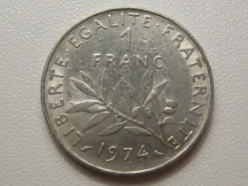 Франція Франция ^/--/^ Франция 1 франк 1974 года 38029 ^_^^^ Франція 1 франк 1974 року 38029 - фото фото фото