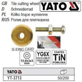 Інший інструмент Другой инструмент ^/--/^ Ролик плиткореза YATO 126 /--/ х /--/ 3 /--/ х /--/ 3 мм YT-3713 ^_^^^ Ролик плиткореза YATO Польща 126 /--/ х /--/ 3 /--/ х /--/ 3 мм YT-3713 - фото фото фото