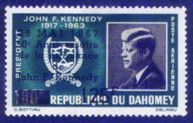 Історія та особистості История и личности ^/--/^ Дагомея  (1967) Джон Кеннеди. Надпечатка ^_^^^ 1967 — Дагомея Джон Кеннеді. Надпечатка - фото фото фото