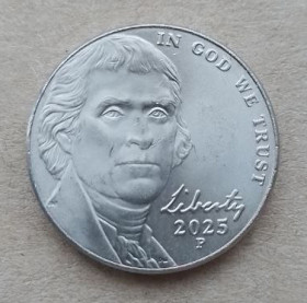 Обігові Обиходные ^/--/^ США Jefferson Nickel 5 центів 2025 рік ^_^^^ США Jefferson Nickel 5 центов 2025 год - фото фото фото