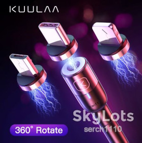 Кабелі Кабели ^/--/^ KUULAA магнитный кабель быстрой зарядки USB type-C 5 /--/ V/2,4 /--/ A LED 2 /--/ м ^_^^^ KUULAA магнітний кабель швидкої зарядки USB type-C 5 /--/ V/2,4 /--/ A LED 2 /--/ м - фото фото фото