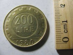 Італія і Ватикан Италия и Ватикан ^/--/^ 200 Лір Лир Італія Италия ITALIANA 1980 рік ^_^^^ 200 Лир Лир Италия ITALIANA 1980 год - фото фото фото