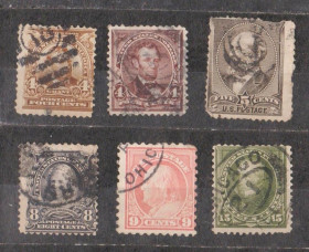 Північна Америка Северная Америка ^/--/^ США = Класика - Серія 1902–1903 років = Президенти та видатні діячі = гаш. = 6 шт. ^_^^^ США = Классика - Серия 1902-1903 годов = Президенты и выдающиеся деятели = гаш. = 6 шт. - фото фото фото