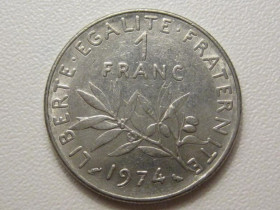 Франція Франция ^/--/^ Франция 1 франк 1974 года 38026 ^_^^^ Франція 1 франк 1974 року 38026 - фото фото фото