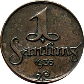 Латвія Латвия ^/--/^ 1 Сантим 1935 Латвия Первая Республика    (1922 - 1940) Бронза ^_^^^ 1 Сантим 1935 Латвія Перша Республіка (1922 - 1940) Бронза - фото фото фото