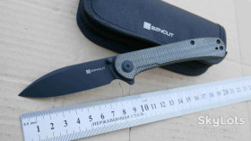 Ножі, мультітули Ножи, мультитулы ^/--/^ Sencut Scepter SA /--/ 03 /--/ G, Micarta black, 9 /--/ Cr /--/ 18 /--/ MoV blackwash, Caged Ceramic Ball Bearing, Outdoor, Flipper, EDC, Liner Lock - фото фото фото