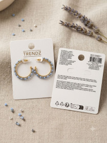 Сережки Серьги ^/--/^ Сережки-кільця Trendz з блакитним бісером — золотисті конго ^_^^^ Сережки-кольца Trendz с голубым бисером — золотистые конго - фото фото фото